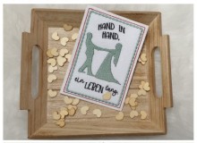 Stickdatei - Postkarte ITH "Hand in Hand" Hochzeit